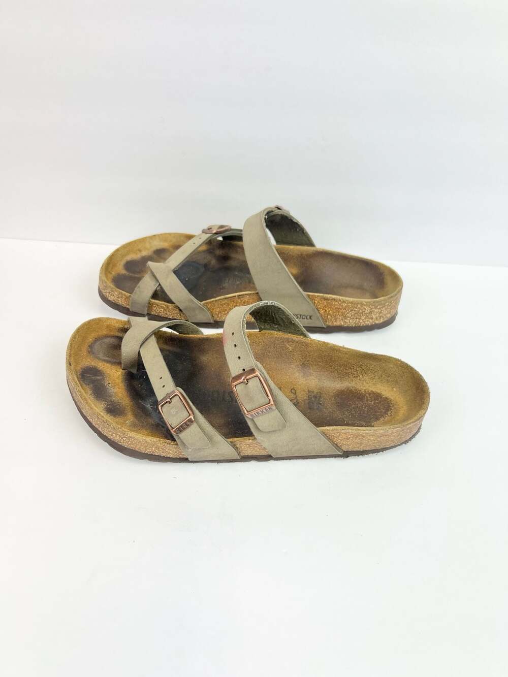 Birkenstock Mayari Oiled Leather Sandals in Stone/Taupe US 7.5 Euro 38 - Picture 2 of 6